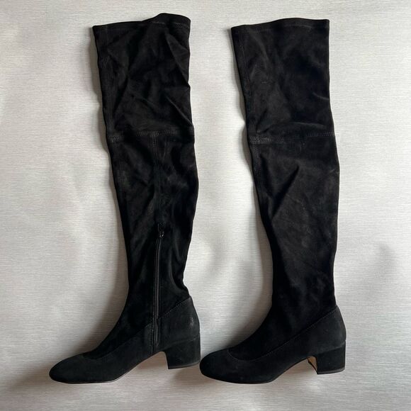 TED BAKER Ayannah Over The Knee Suede Stretch Leather Black Boots US Size 7 New - Picture 7 of 15